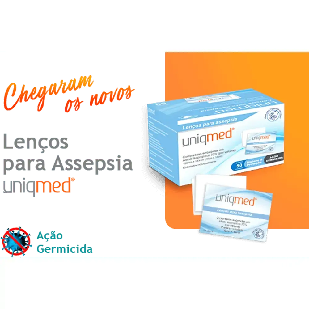 Lenços para Higiene embebidos em álcool 70% (19x14cm) - 50un - UniqMed