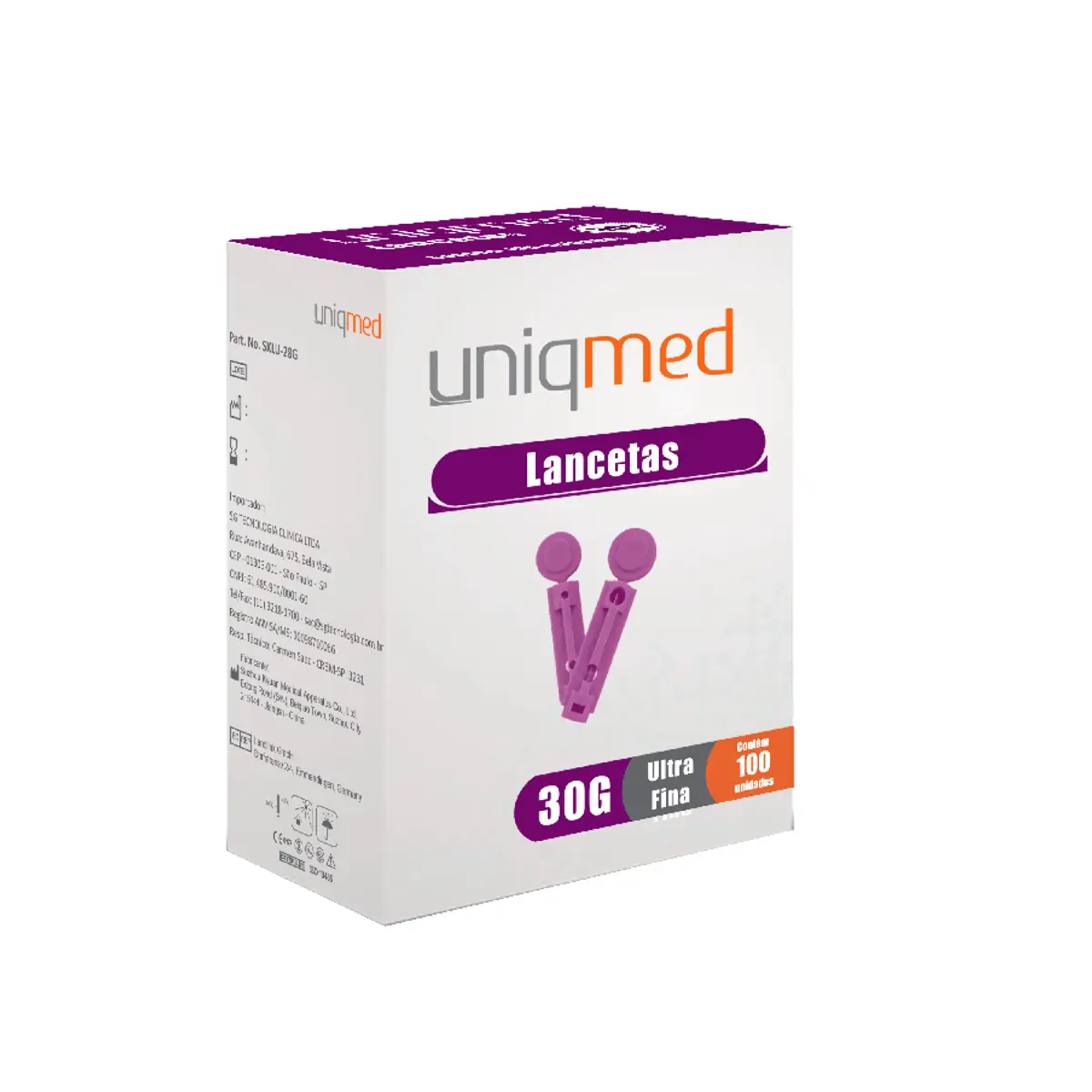Lancetas Estéreis para Lancetador 30G - Cx 100un - UniqMed