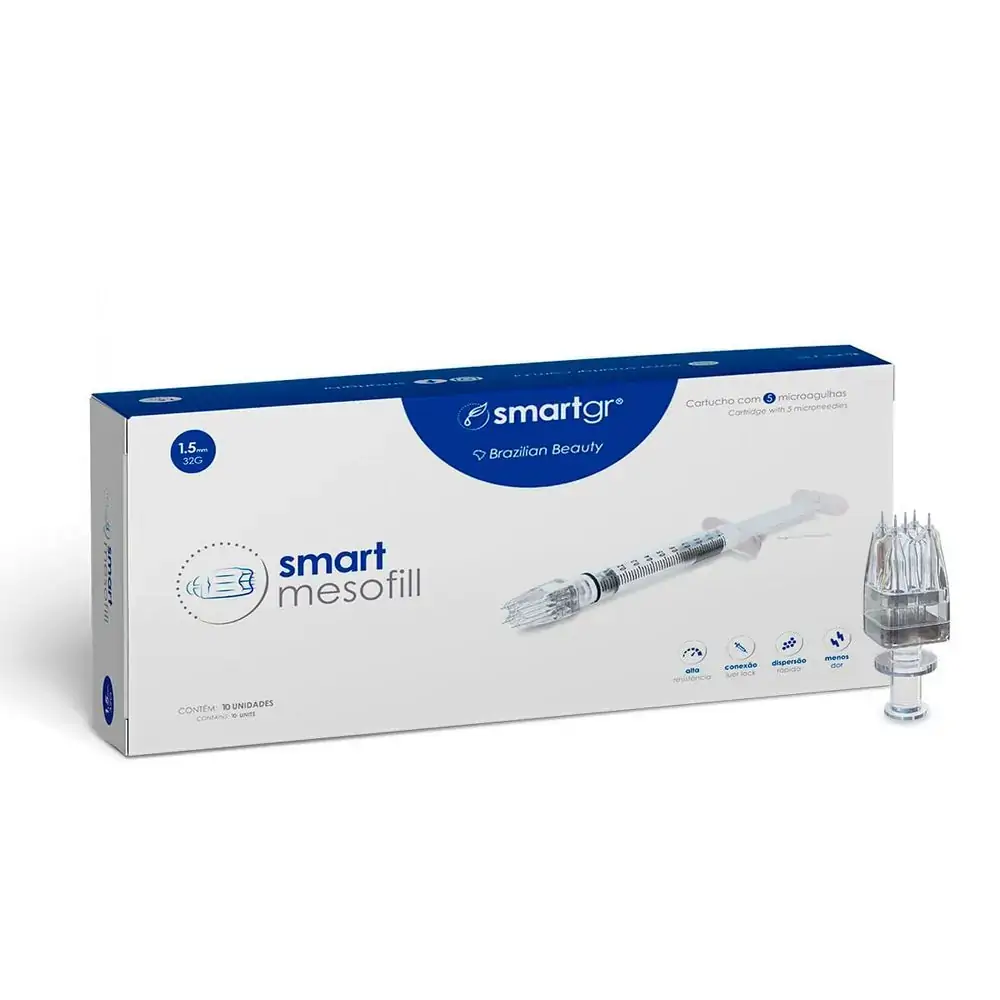 Smart Mesofill 1,5mm - Cartucho com 5 microagulhas 32G - Caixa com 10un - Smart GR