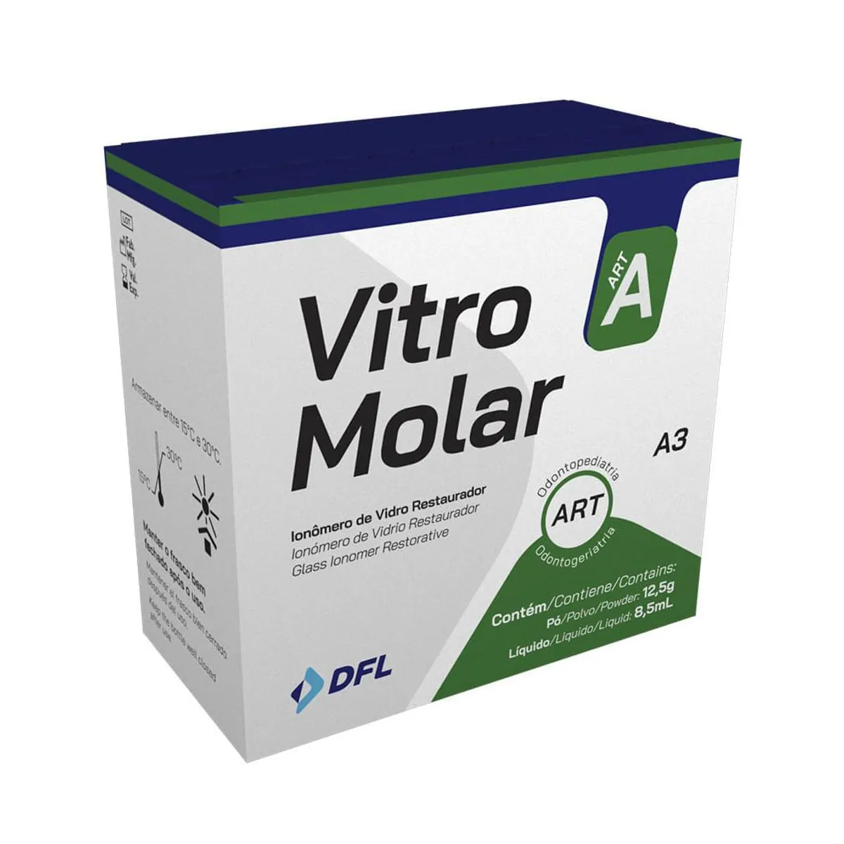 Ionômero de Vidro Restaurador Vitro Molar A3 - Nova Dfl - Ionomero de Vidro Restaurador Kit Vitro Mo