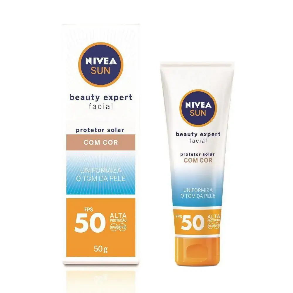 Protetor Solar Facial Com Cor Sun Beauty Expert FPS50 - Nivea - 50g