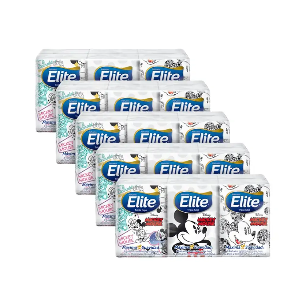 Lenço De Papel Elite Disney 30 Pacotes Com 8 Folhas Triplas