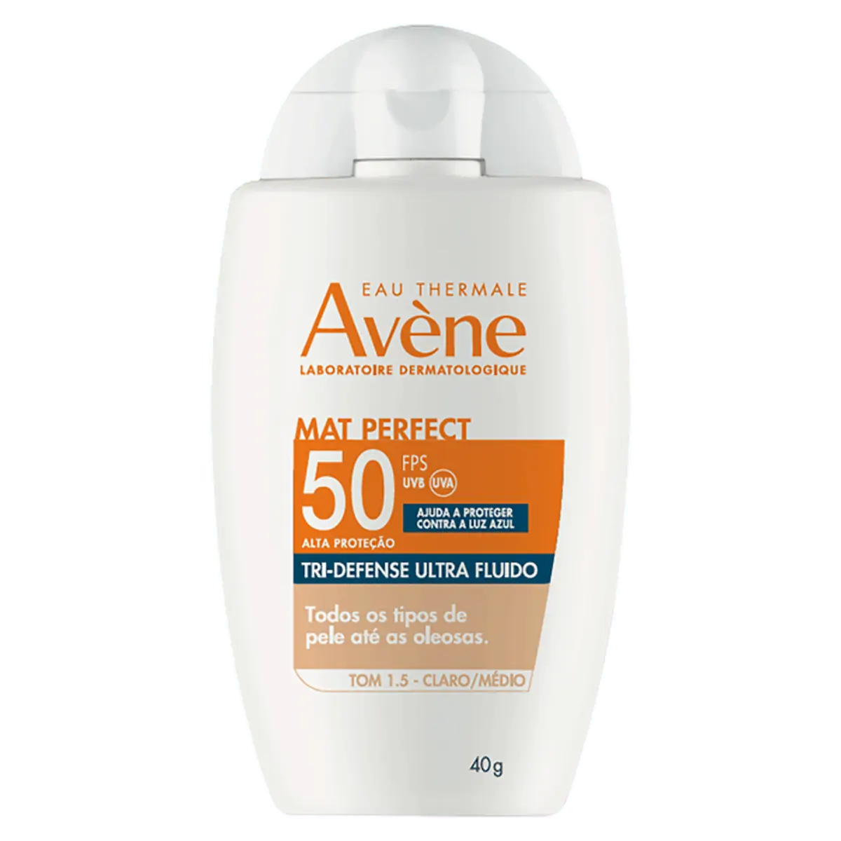 Protetor Solar Facial Avène FPS 50 Mat Perfect Cor 1.5 Claro/Médio 40g Ultra Fluido
