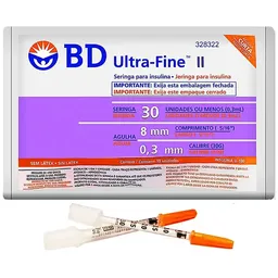 Seringa Para Insulina Bd - 0,3 Ml - Com Agulha - 8 X 0,30 Mm - 30G 5/16 
