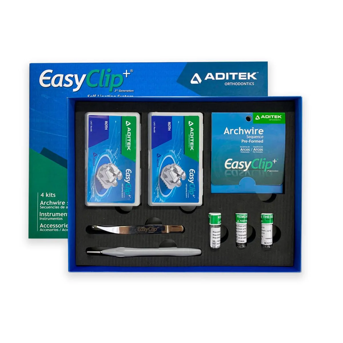 14.00.0006 Estojo EasyClip+ Roth Passivo Com 4 Kits 5X5 Com Gancho 3,4,5 - Aditek - 14.00.0006 Estoj