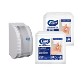 Combo Dispenser Com Papel Higiênico Interfolhado Excellence Folha Dupla