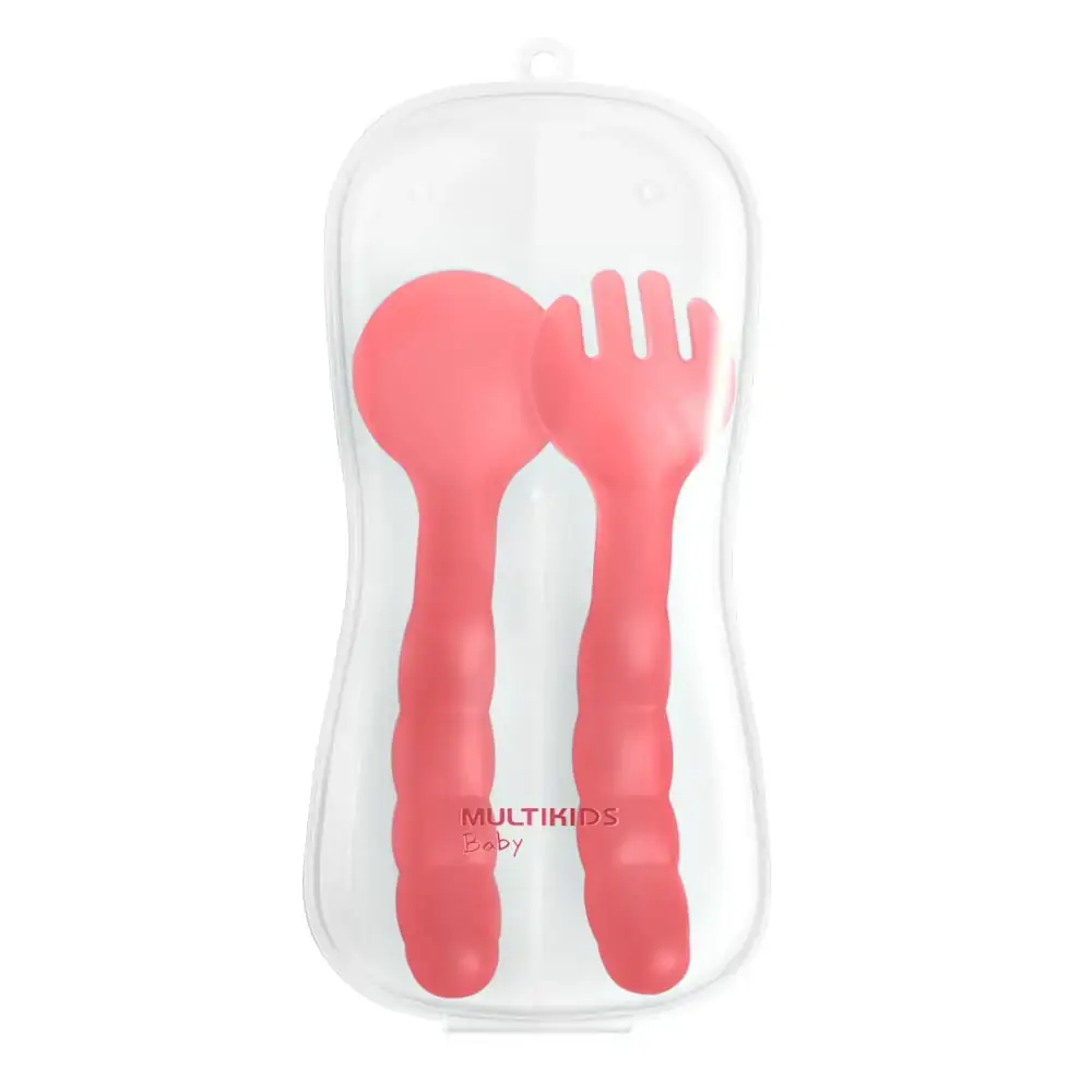 Colher e Garfo com Estojo Higiênico Funny Meal 6+M Rosa Multikids Baby - BB1131X [Reembalado]