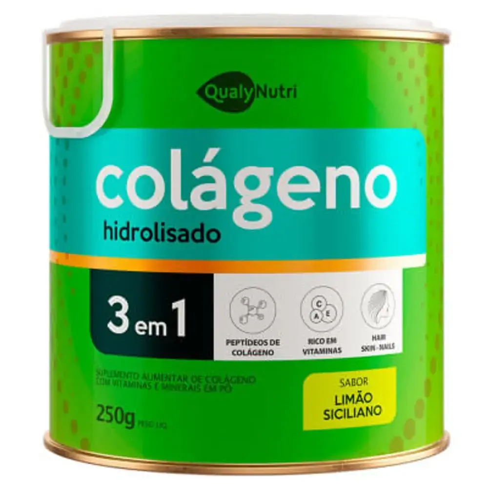 Colágeno Hidrolisado 3 em 1 Limão Siciliano Qualy Nutri 250g