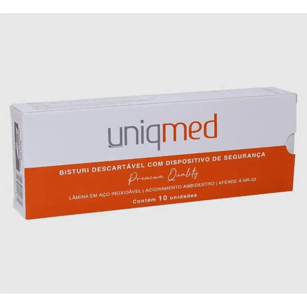 Bisturi Descartável com Dispositivo de Segurança cx 10 unid. - UNIQMED Numero 11 - cabo 3