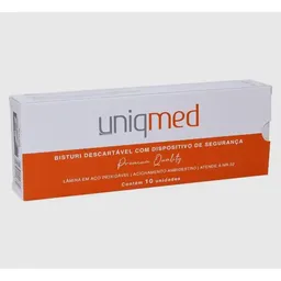 Bisturi Descartável com Dispositivo de Segurança cx 10 unid. - UNIQMED Numero 15 - cabo 3