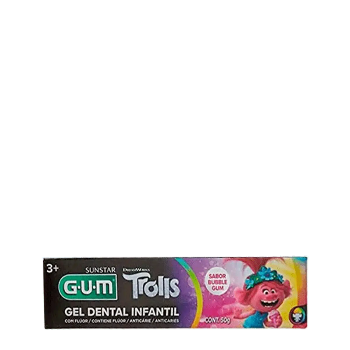 Gel Dental Infantil Gum Trolls 50g - Pasta de Dente Gel Infantil Gum Trolls Sabor Bubble Gum 50g
