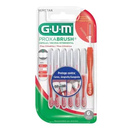 Escova Interdental Gum Proxabrush 0.8mm Fino Cilíndrico 6 Unidades