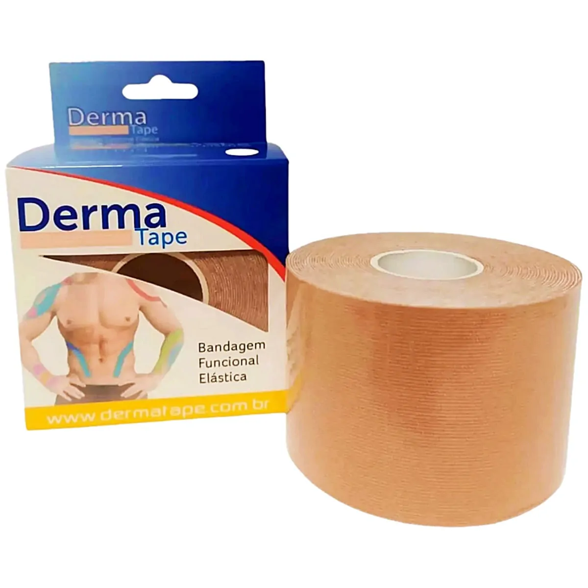 Bandagem Elástica Kinesio DermaTape 5mX5cm Bege - unidade
