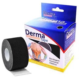 Bandagem Elástica Kinesio DermaTape 5mX5cm Preta - unidade