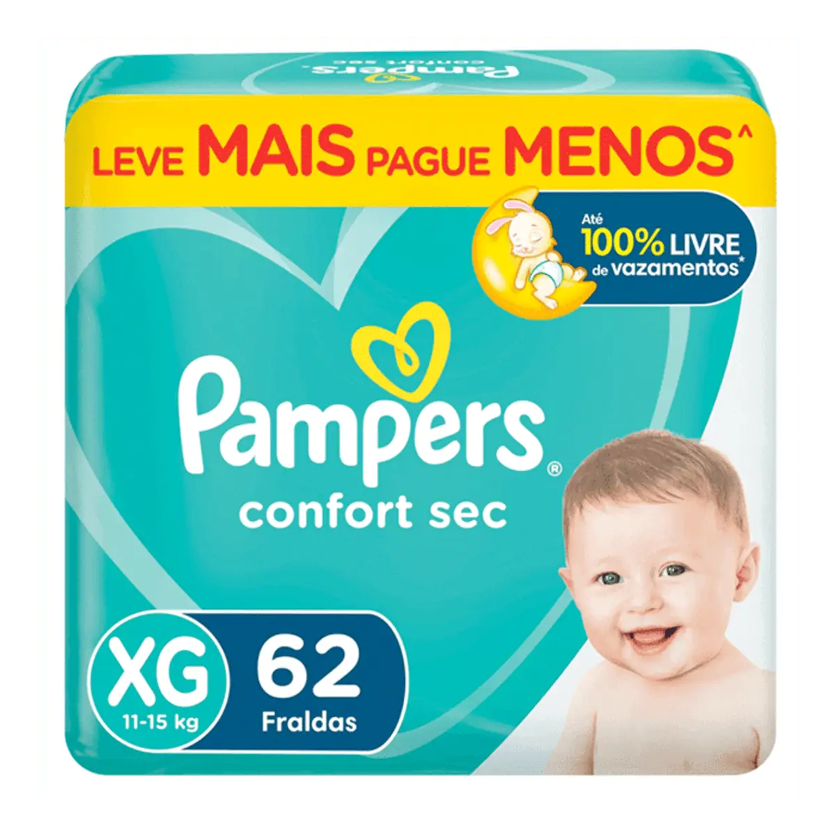 Fralda Pampers Confort Sec XG 62 Unidades