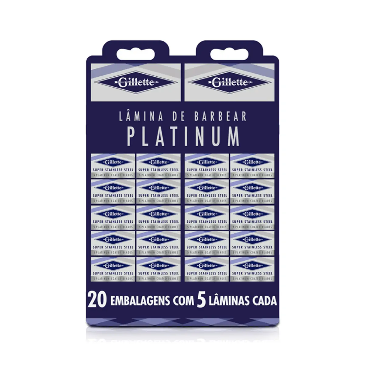 Lâmina de Barbear Gillette Platinum Duplo Fio com 5 Unidades