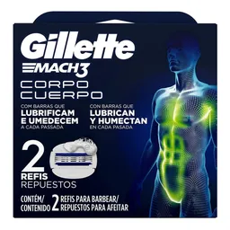 Carga para Aparelho de Depilação Corporal Gillette Mach3 Corpo para Homens 2 Unidades