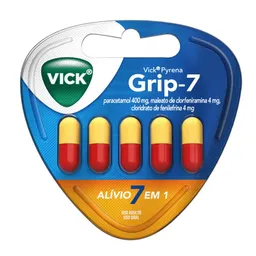 Antigripal, Analgésico, Antitérmico e Antialérgico Vick Pyrena Grip 7 400mg + 4mg + 4mg 5 Cápsulas