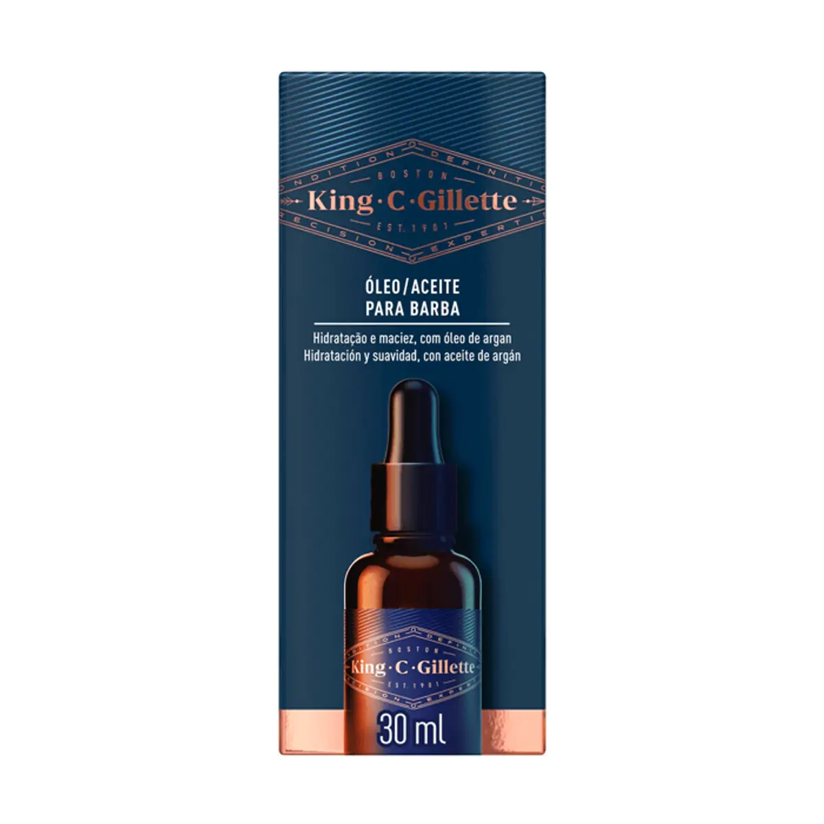Óleo Para Barba King C.Gillette Hidratante Óleo de Argan 30ml