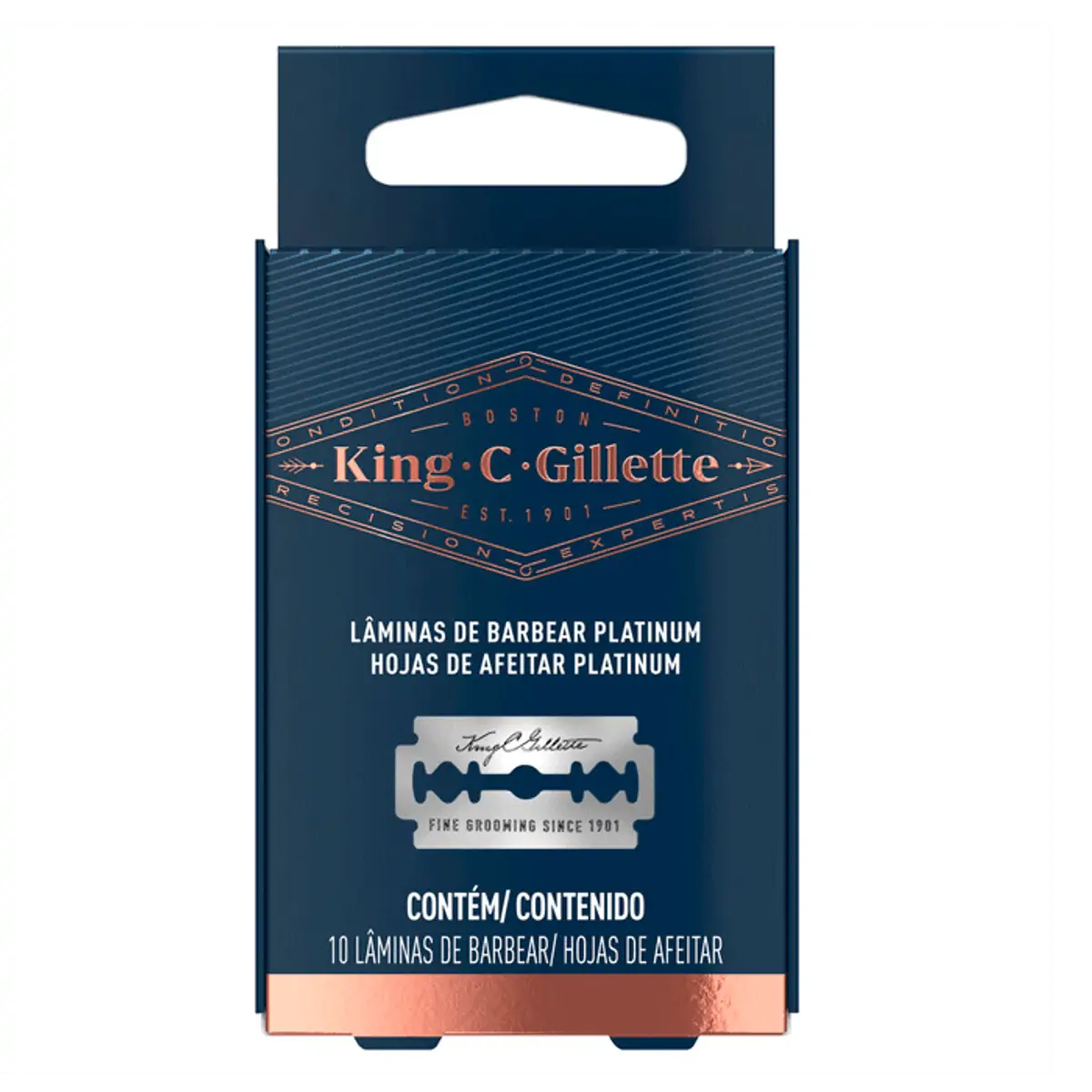 Lâmina Para Barbear King.C.Gillette Platinum Duplo Fio 10 Unidades Refil