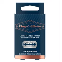 Lâmina Para Barbear King.C.Gillette Platinum Duplo Fio 10 Unidades Refil