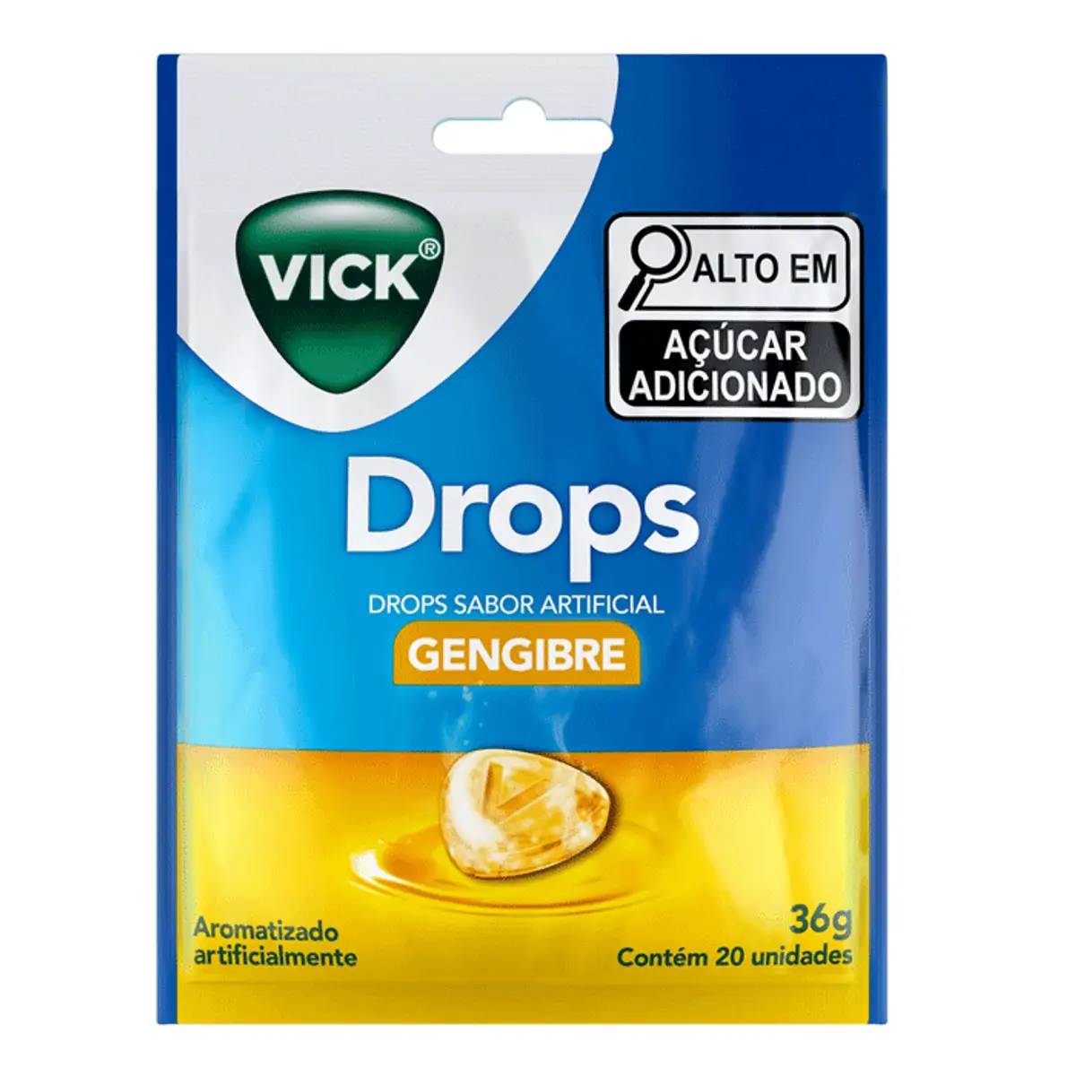 Pastilha Vick Drops Gengibre 36g 20 Unidades