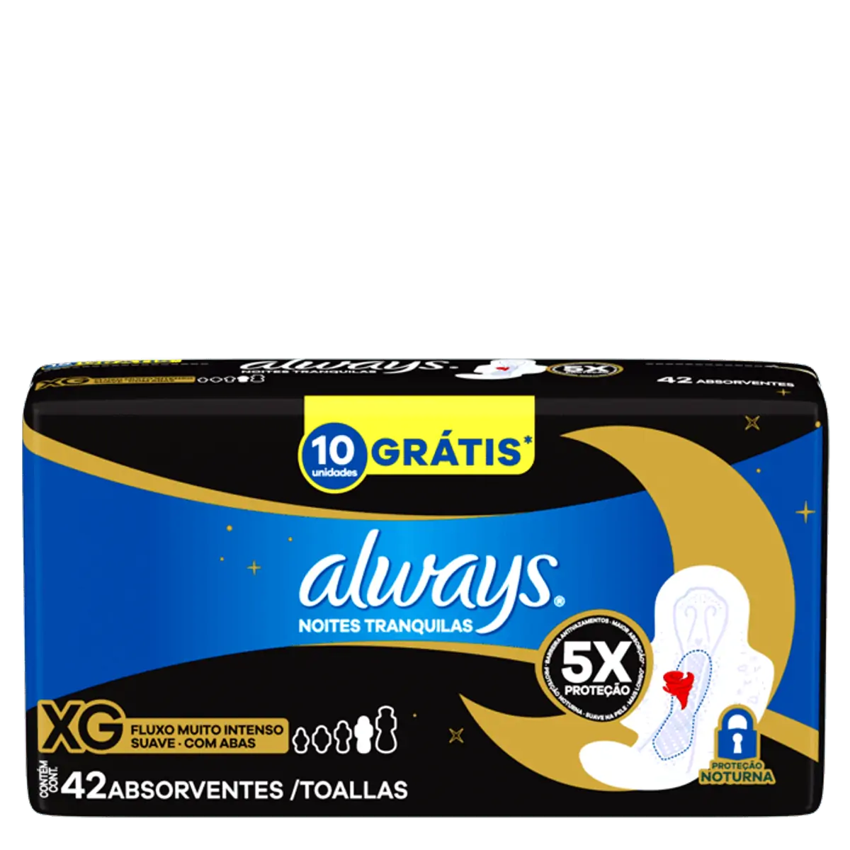 Absorvente Always Noites Tranquilas com Abas Suave XG 42 Unidades