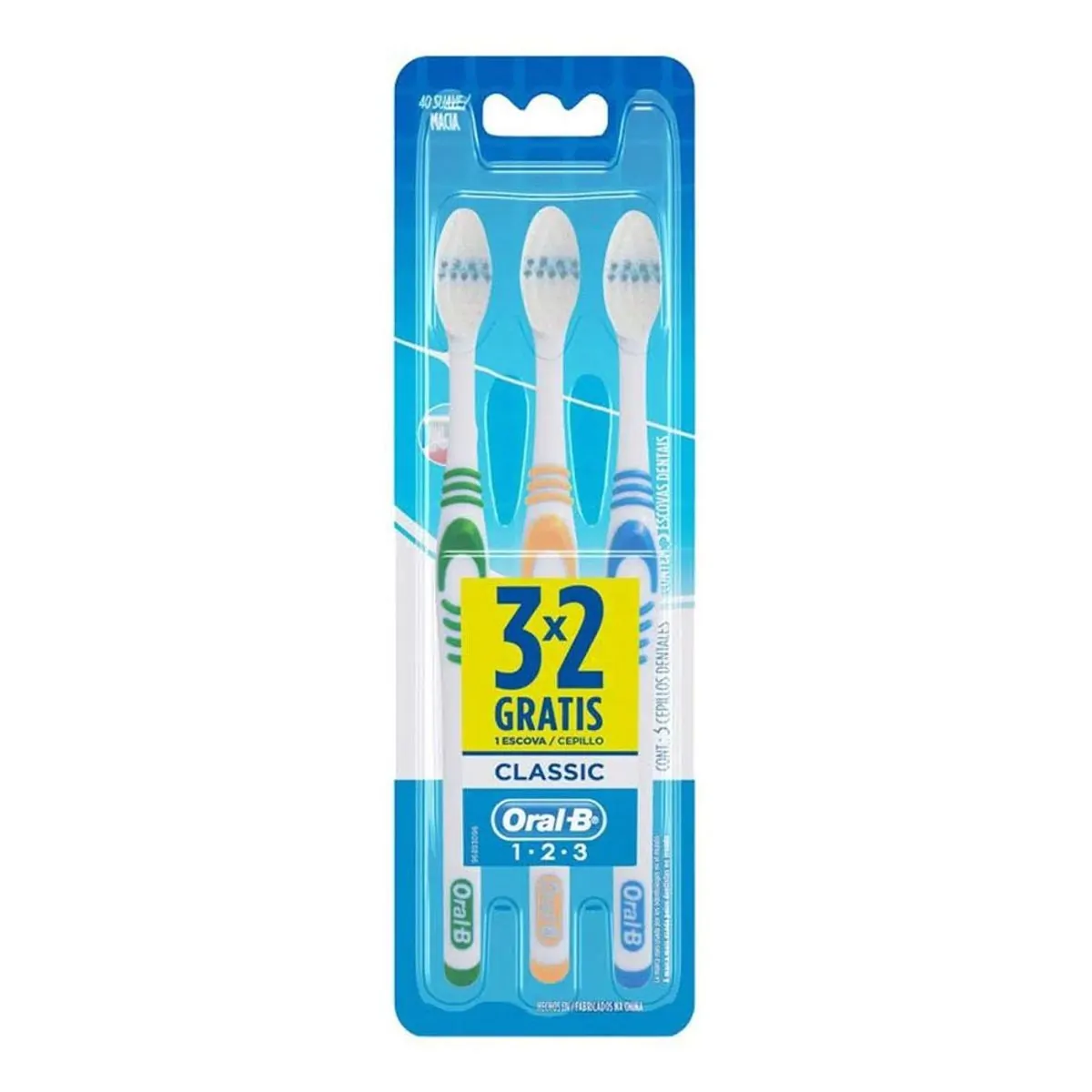 Escova Dental Oral-B Classic 40 Macia 3 Unidades