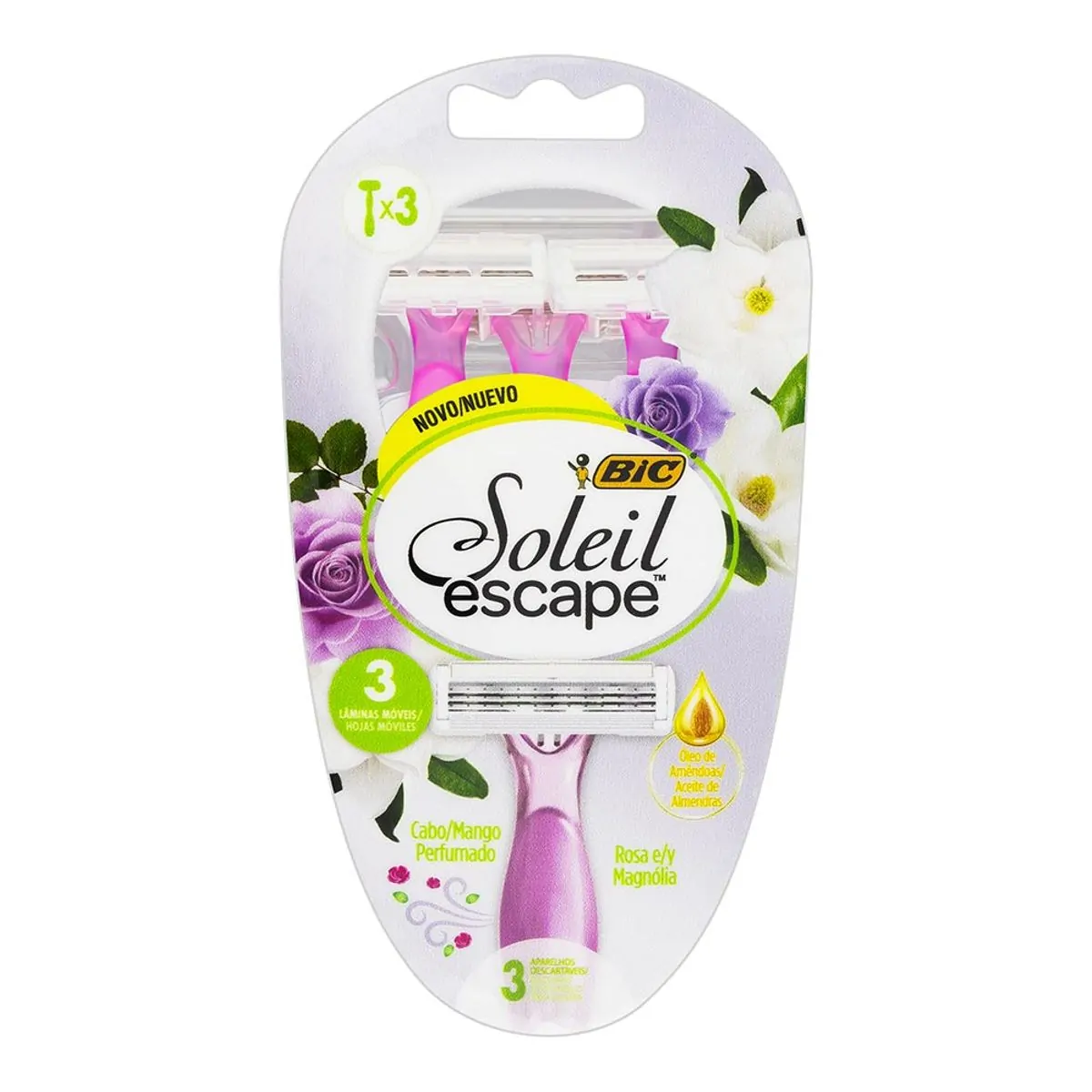 Aparelho Para Depilar Bic Soleil Escape Rosa E Magnolia 3 Unidades