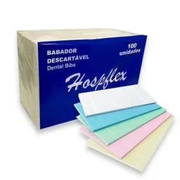 Babador Descartável 33cm X 47cm com 100 unidades - Hospflex - Babador Descartável 33cm X 47cm com 10