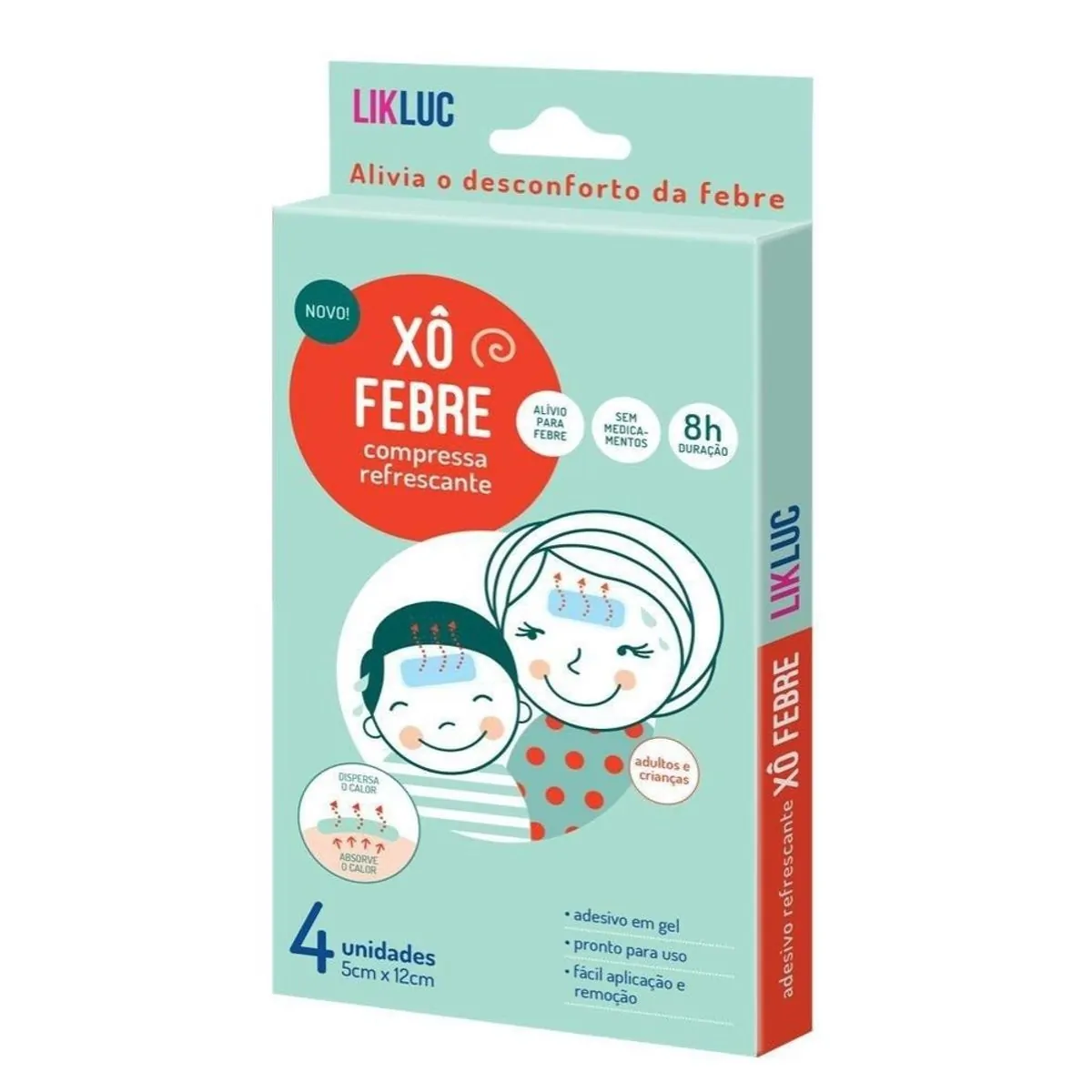 Compressa Refrescante Para Alívio da Febre Likluc Xô Febre 4 Unidades