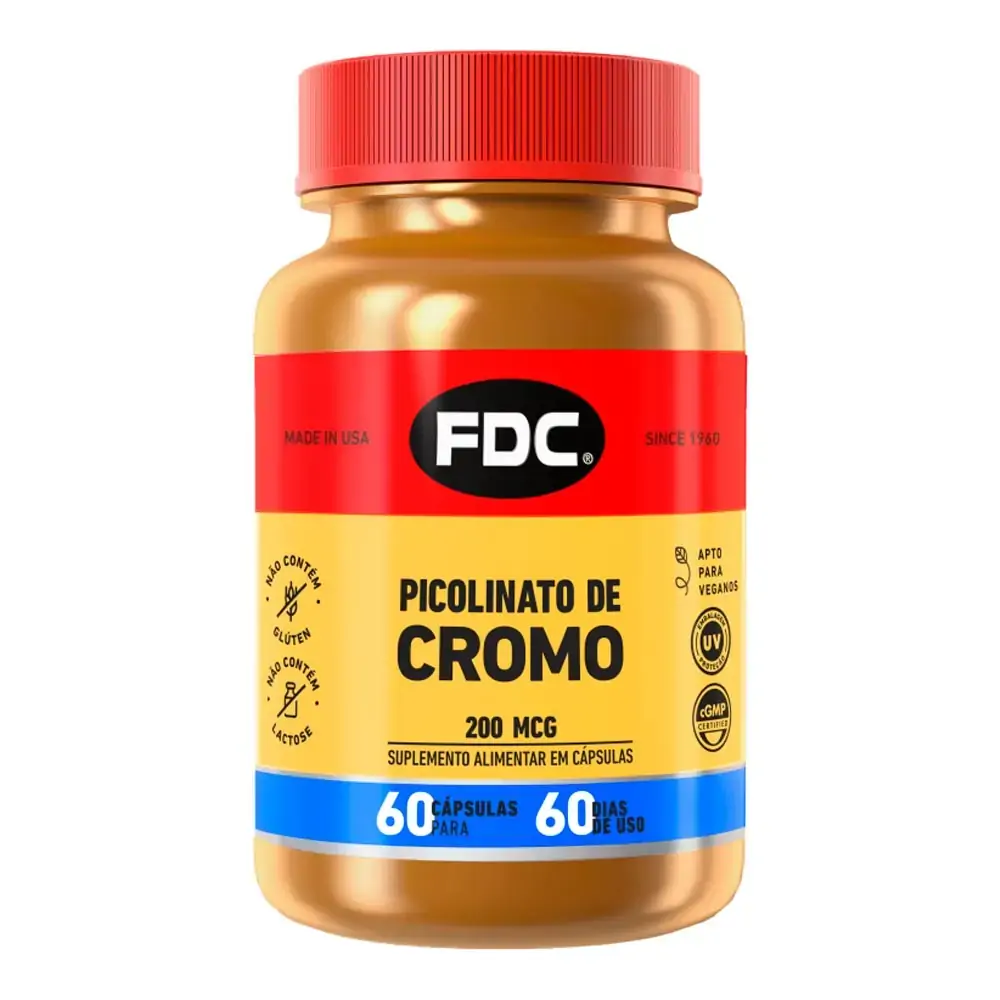 Suplemento Alimentar FDC Picolinato de Cromo 200mcg 60 Cápsulas