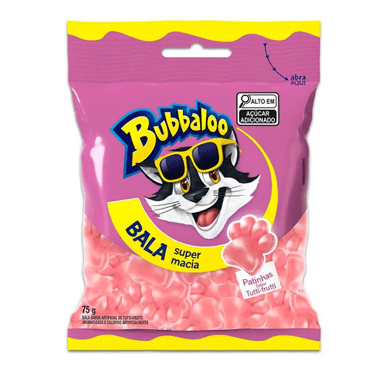 Bala Bubbaloo Patinhas Super macia Tutti Frutti 75g