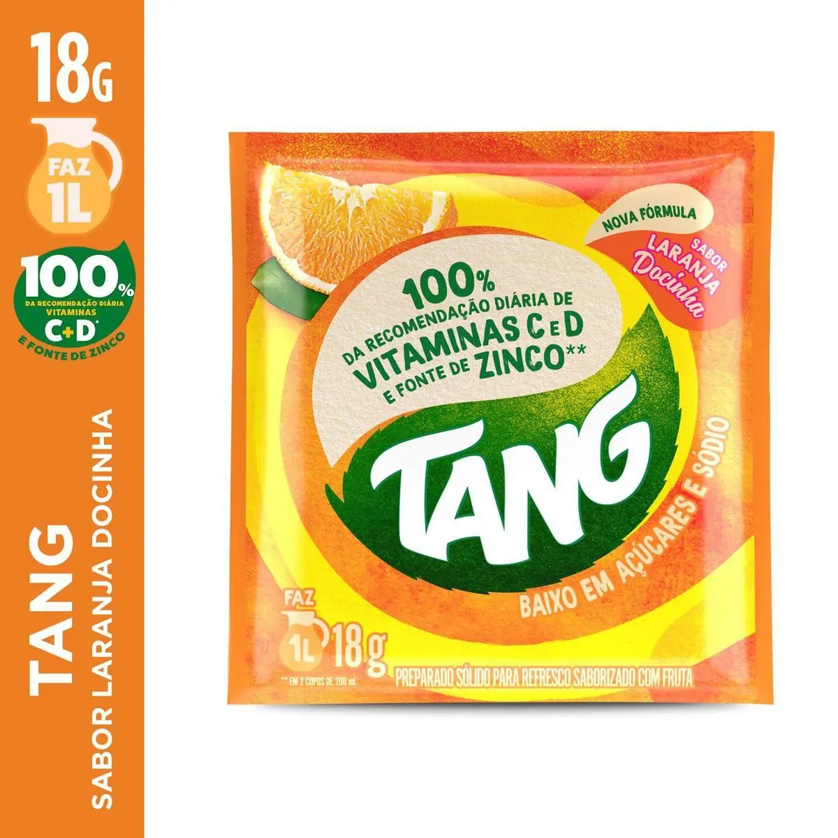 Refresco em pó sabor laranja docinha com 18g - Tang