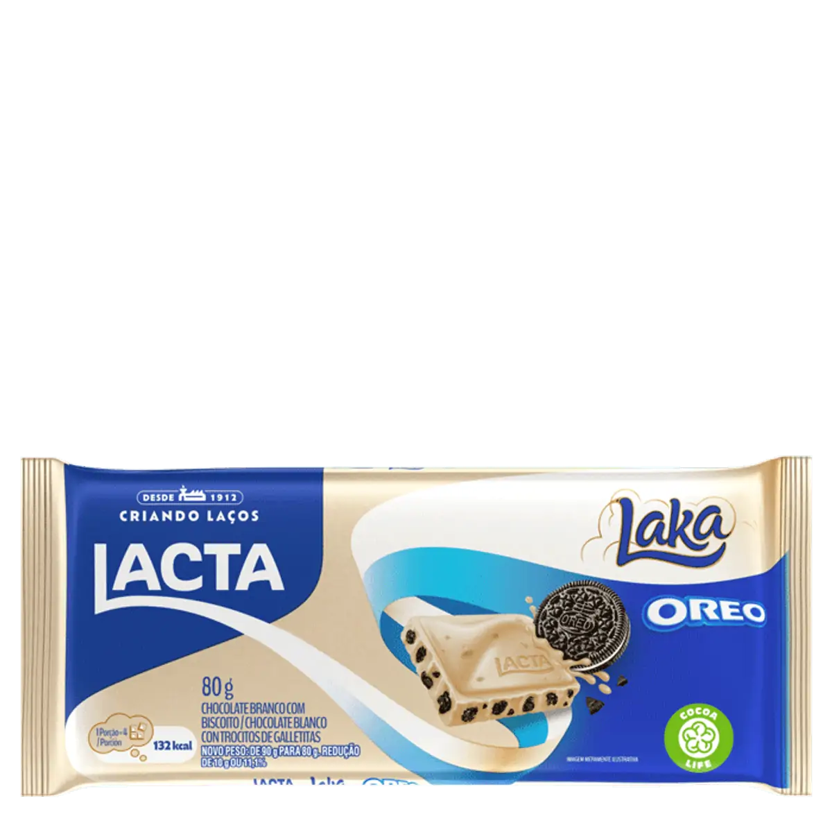 Chocolate Branco com Biscoito Oreo Lacta Laka 80g