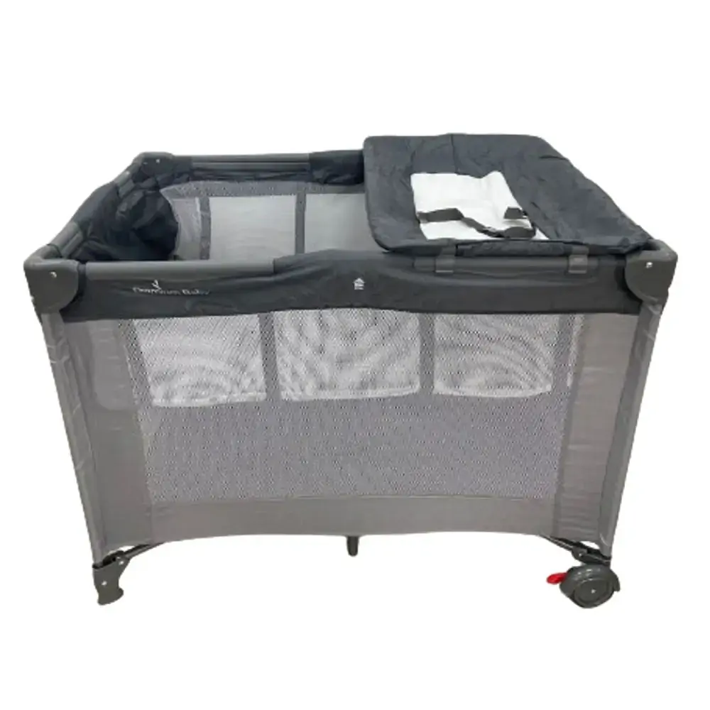 Berço Cercado Portátil para Bebê Infinity Cinza Premium Baby