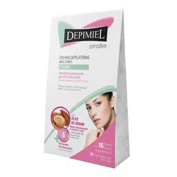 Folhas Depiladoras Faciais Depimiel Sensitive com Removedor 16 Unidades