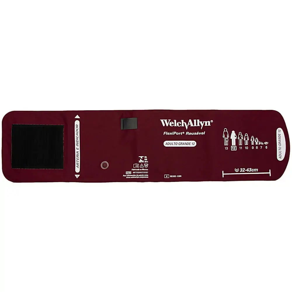 Braçadeira Adulto Grande Reusável Flexiport 12 - REUSE-12BR - Welch Allyn - Vinho