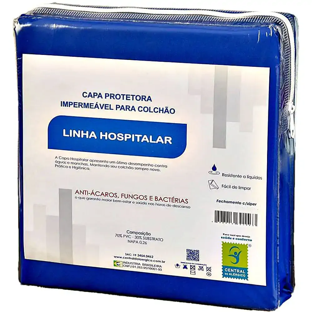 Capa Protetora Impermeável Para Colchão Em Napa Allergic Free - Ziper - Solteiro - 188X88X12Cm