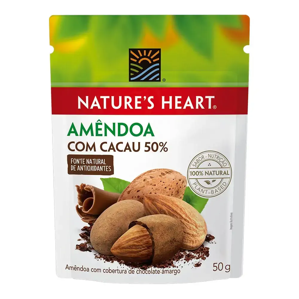 Snack Amêndoa Com Cacau 50% Nature s Heart 50g