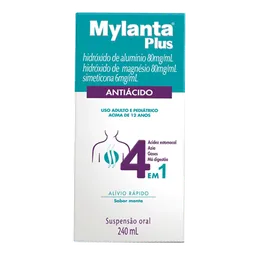 Antiácido Mylanta Plus 80mg/ml + 80mg/ml + 6mg/ml 240ml Menta