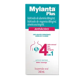 Antiácido Mylanta Plus 80mg/ml + 80mg/ml + 6mg/ml 240ml Morango