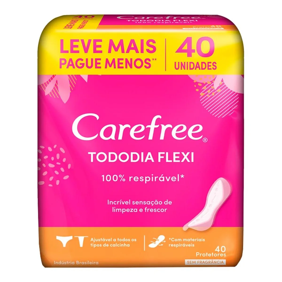 Protetor Diário Carefree Todo Dia Flexi sem Perfume 40 Unidades