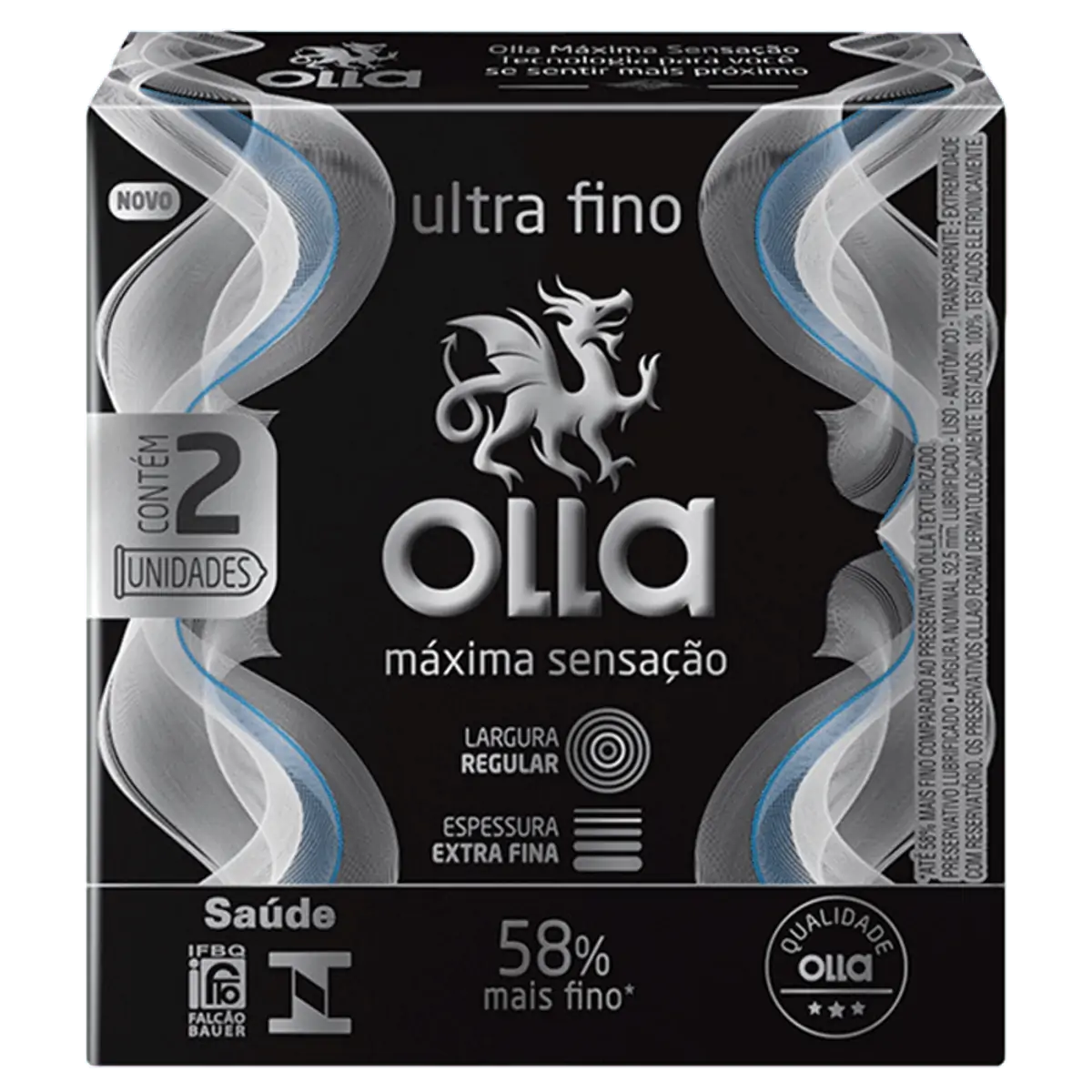 Preservativo Lubrificado Olla Máxima Sensação Ultra Fino 2 Unidades