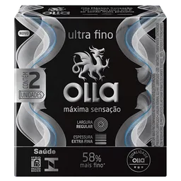 Preservativo Lubrificado Olla Máxima Sensação Ultra Fino 2 Unidades