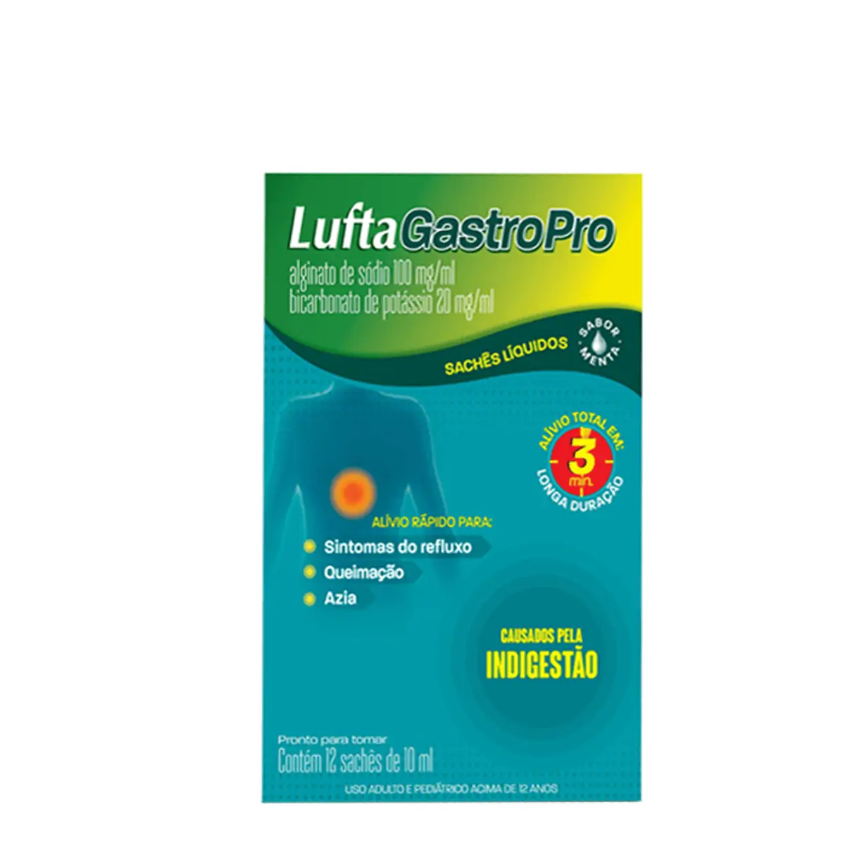 Antiácido LuftaGastroPro 100mg/ml + 20mg/ml 10ml 12 Sachês
