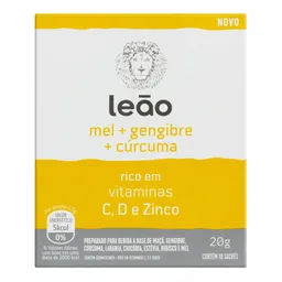 Chá Leão Mel, Gengibre e Cúrcuma 10 Sachês