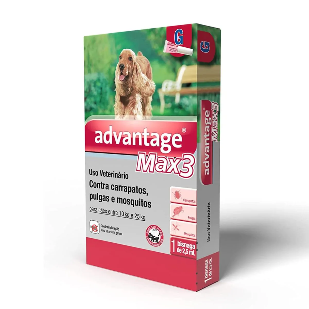 Antipulgas e Carrapatos Advantage Max3 Cães Elanco 10 a 25kg C/1 Pipeta