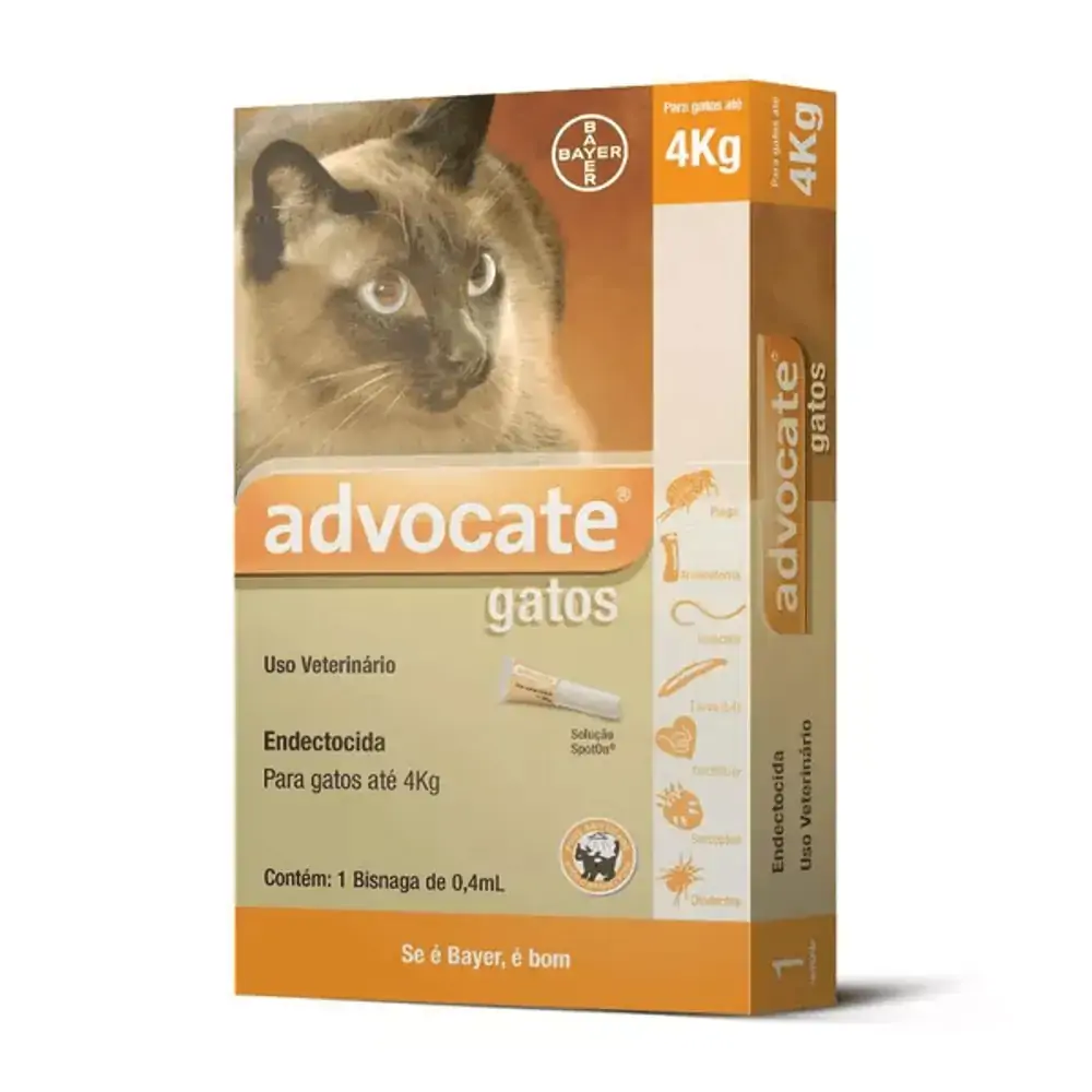 ADVOCATE GATOS -para gatos até 4kg - pipeta com 0,4ml - .
