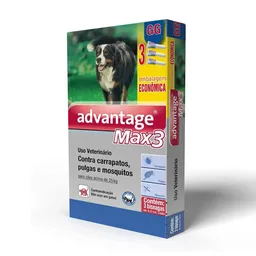 Antipulgas e Carrapatos Advantage Max3 Cães Elanco Acima De 25kg C/3 Pipeta
